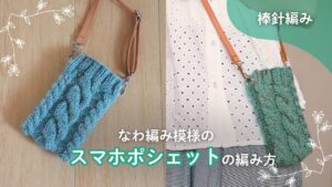なわ編み模様のスマホポシェットの編み方